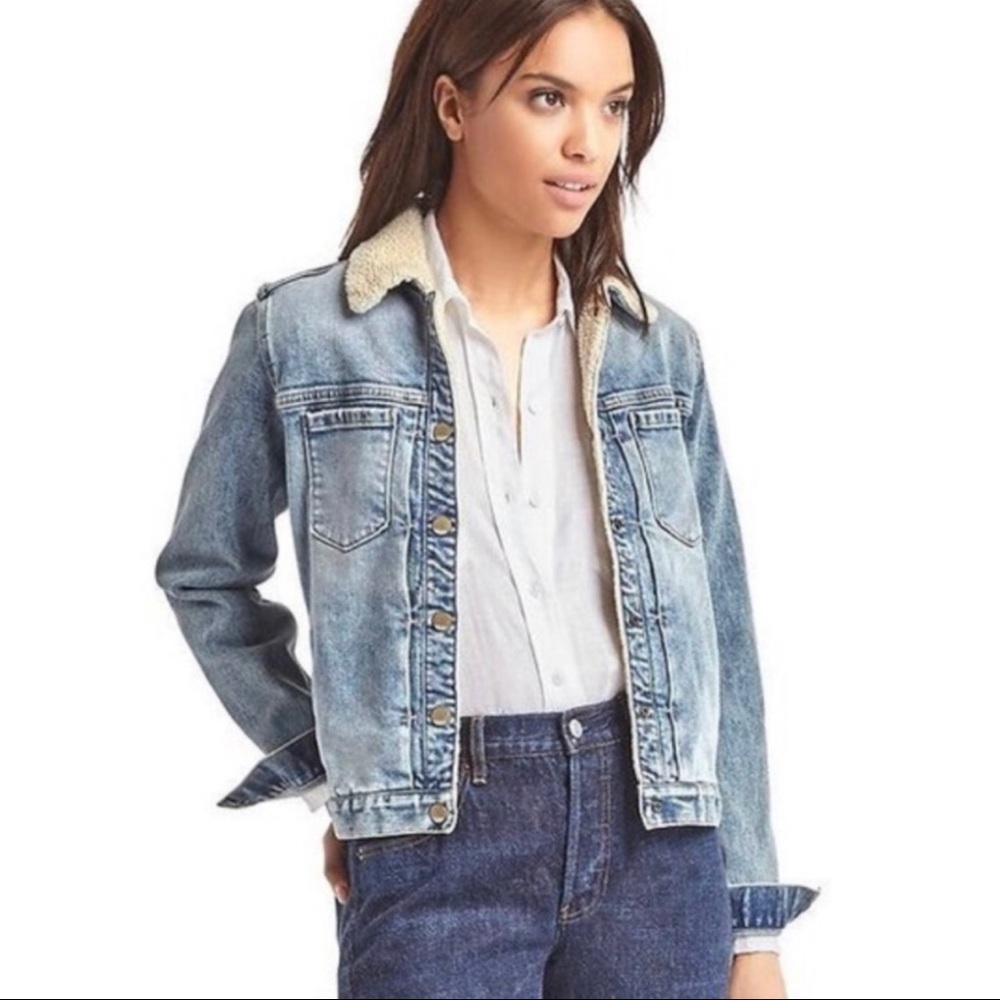 Gap 1969 Sherpa denim acid washed jean jacket